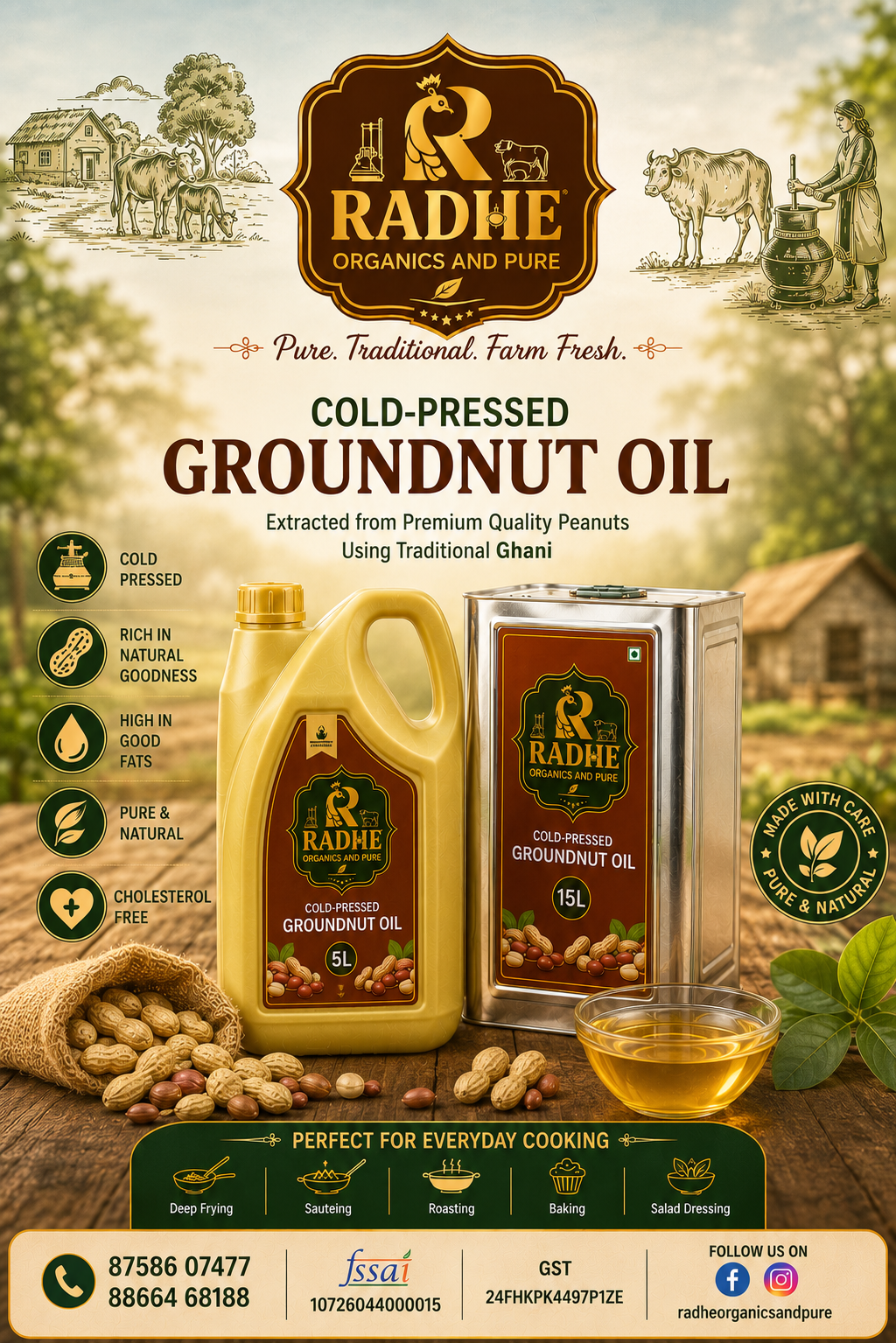Pure Groundnut Oil | Natural Peanut Oil for Everyday Cooking